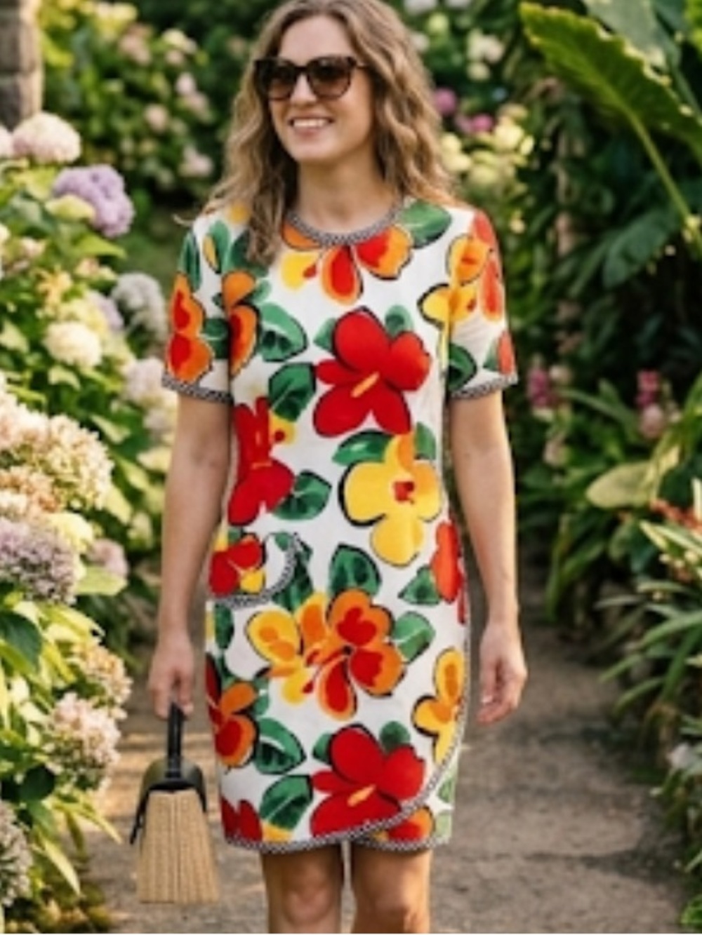 Vintage Bill Blass Floral Faux Wrap Sheath Dress Lined Colorful Art 6